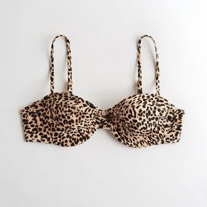Hollister Cheetah Balconette Ribbed Bikini Top